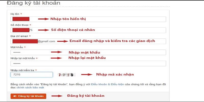 Các thao tác cơ bản để đăng ký tài khoản tại DAGA88